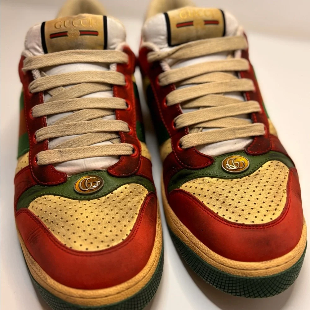 Gucci Red and Green screeners Leather Sneakers